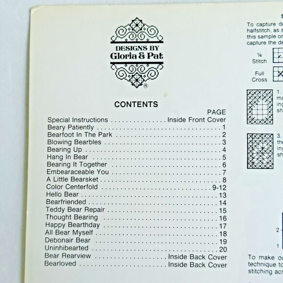 VTG PRECIOUS MOMENTS TEDDY BEARERS PATTERN BOOK 34 CROSS STITCH GLORIA & PAT - Picture 3 of 10